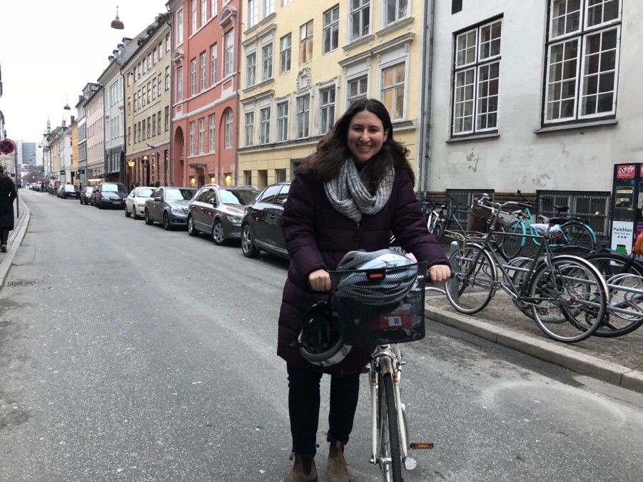 Lauren with her trusty bike, Otis, who got me around the city rain or shine (or snow).
