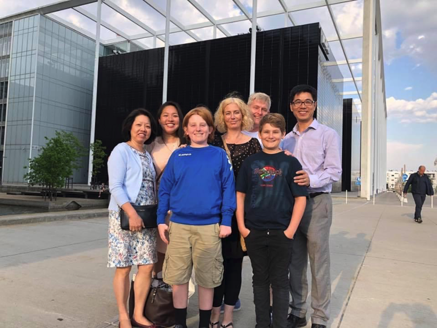 Monica Chen and family with her host family in Europe