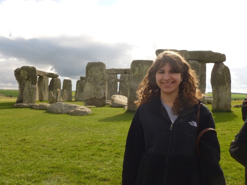 Rebecca Pollack by the Stonehenge landmark in England