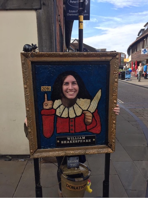 Sara Kenney at Stratford-Upon-Avon to see King Lear and visit the Church of Shakespeare where he is buried.