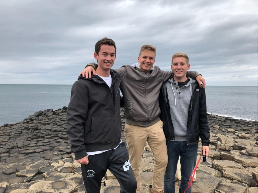 Shea Nugent with friends in Ireland