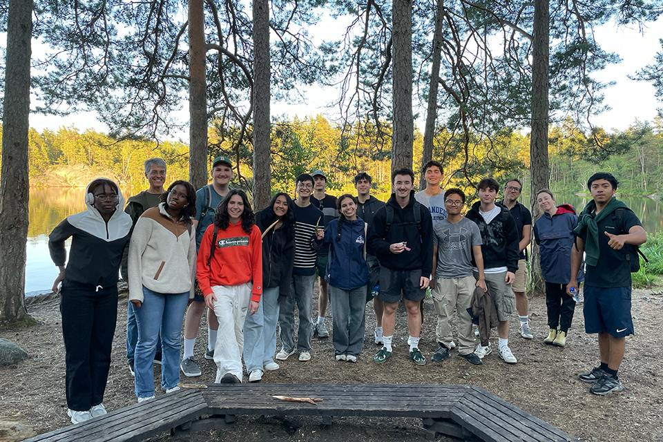 A group of students in the forest