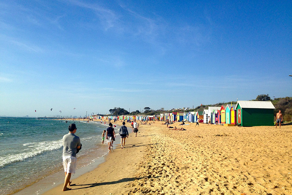 People walk on the beach in Australia