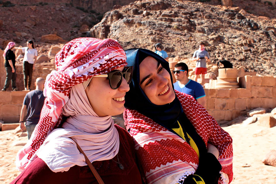 Two girls smiling