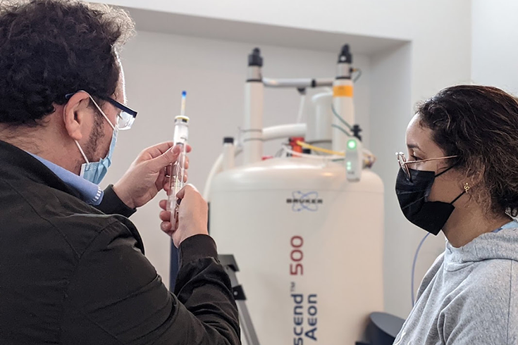 A student receives training in NMR 