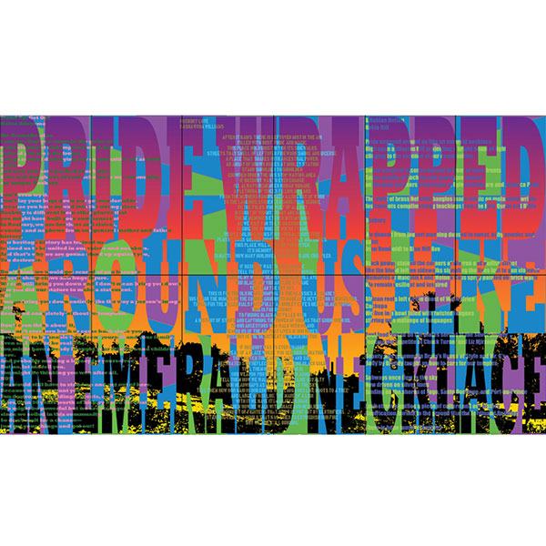Colorful mural that says Pride Wrapped Around Us Like An Emerald Necklace
