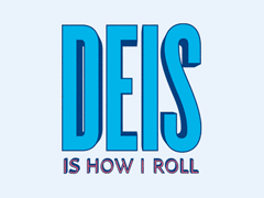 A pair of dice bouncing with text that reads Deis is how I roll
