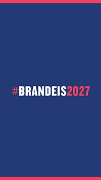 Dark blue background with the text #Brandeis2027