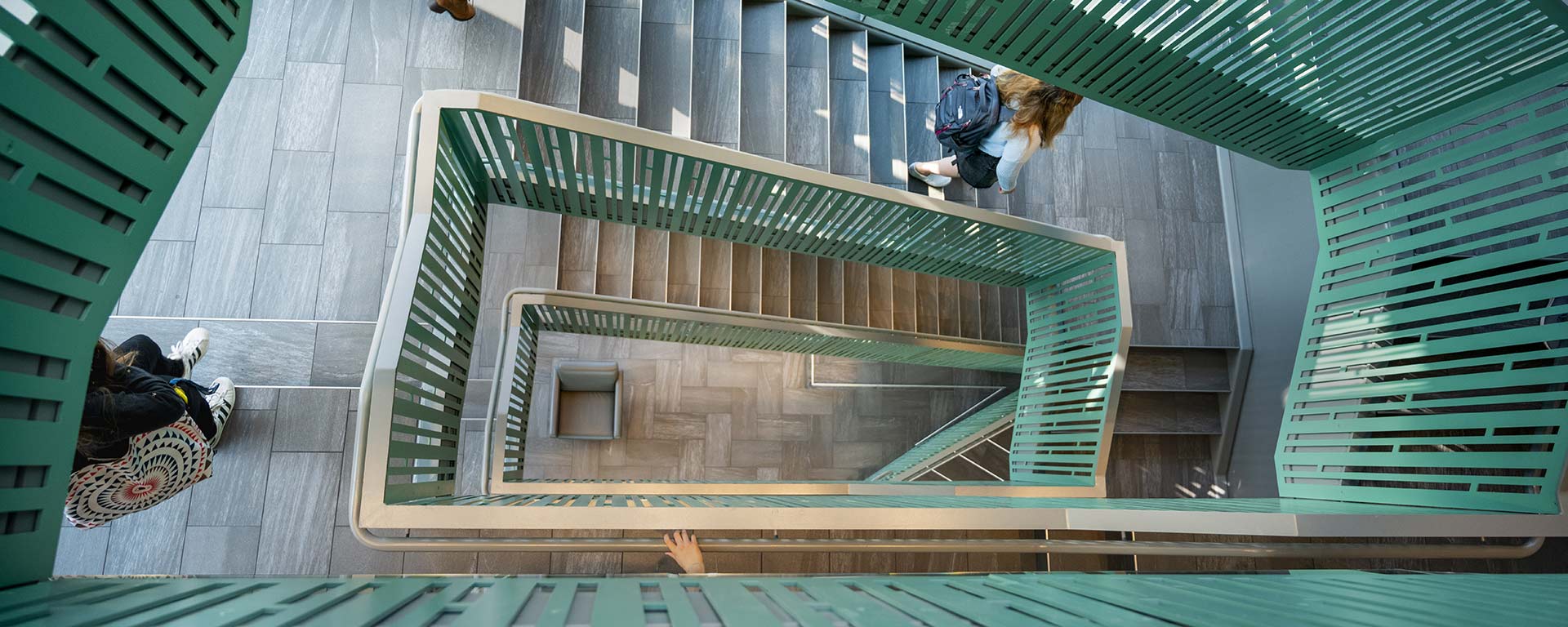 Stairwell inside Skyline Residence Hall