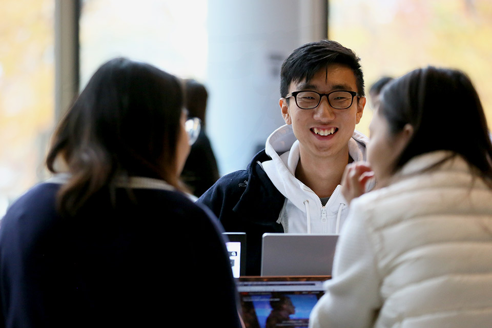 Students in the International Business School Atrium