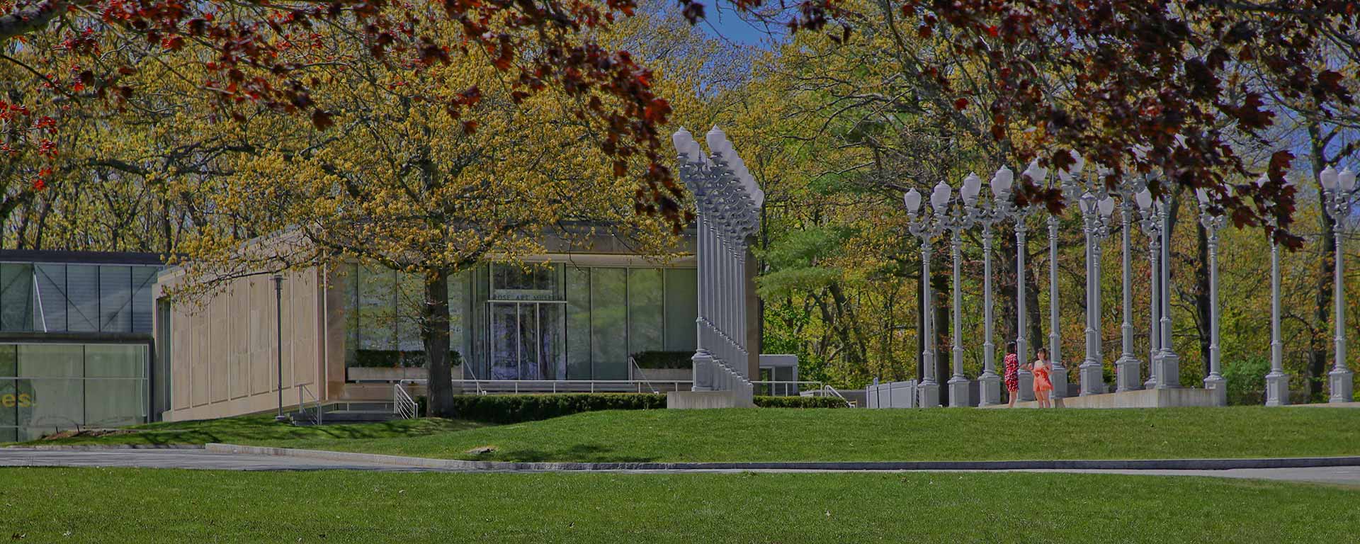 Exterior of the Rose Art Museum and the Light of Reason installation