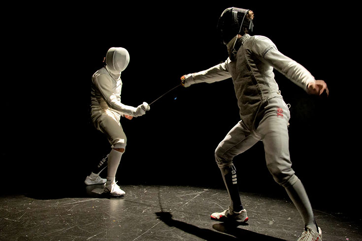 Two members of the Brandeis fencing team