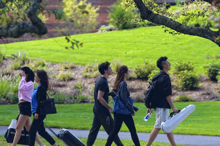 Students walking on campus