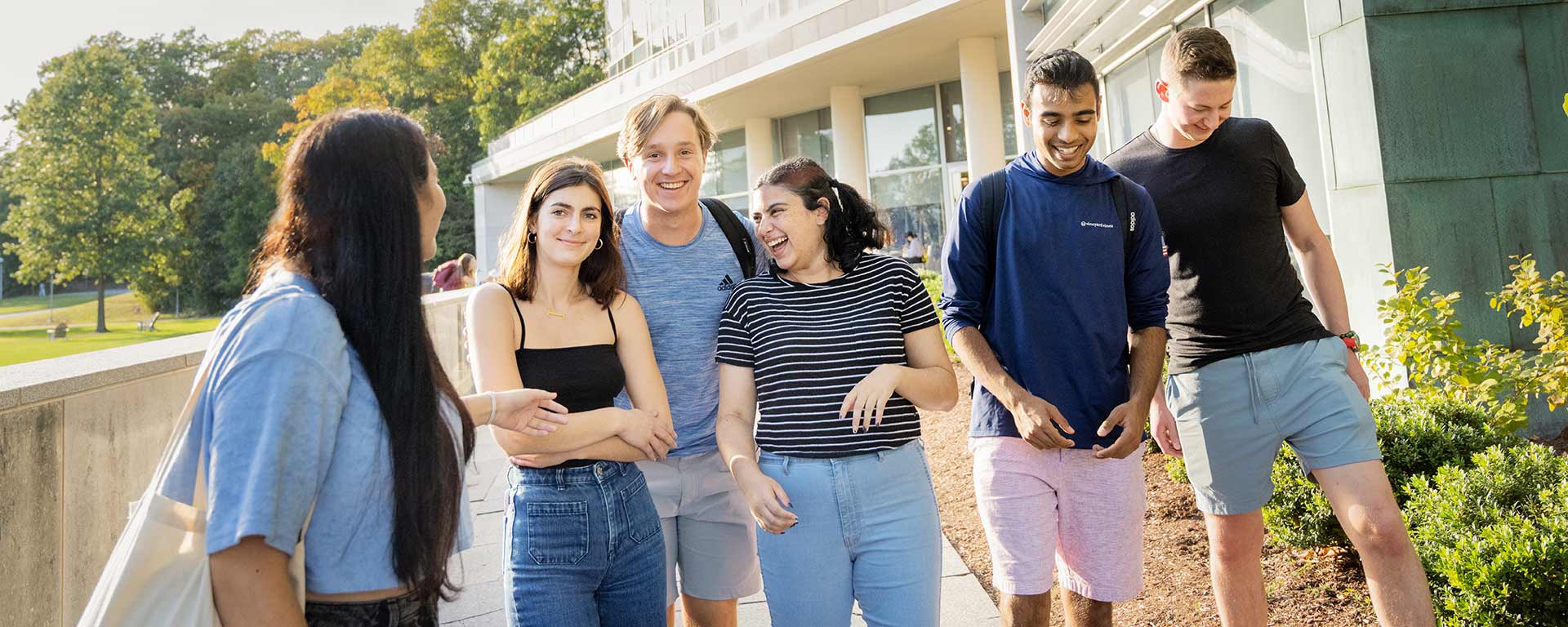 Group of students walking near Shapiro Campus Center