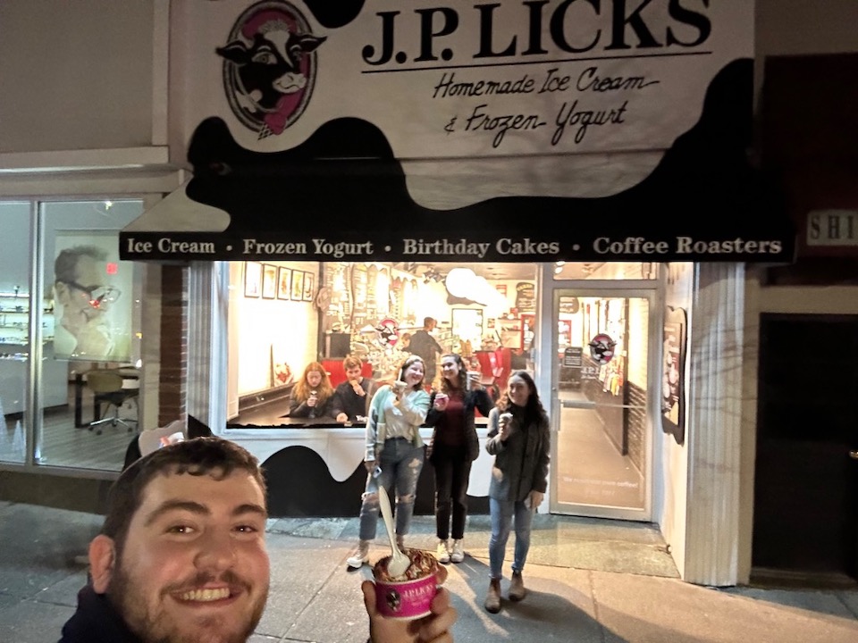 Selfie of Eitan and friends outside of JP Licks