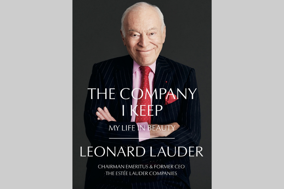 Book cover "The Company I Keep" by Leonard Lauder on gray background