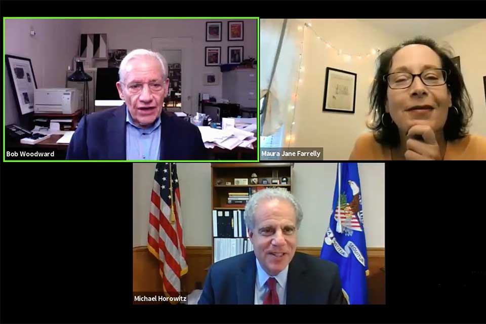 Woodward, Horowitz, and Farelly on Zoom 
