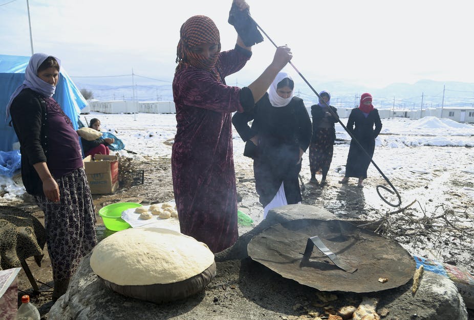 Yazidi people in refugee camp