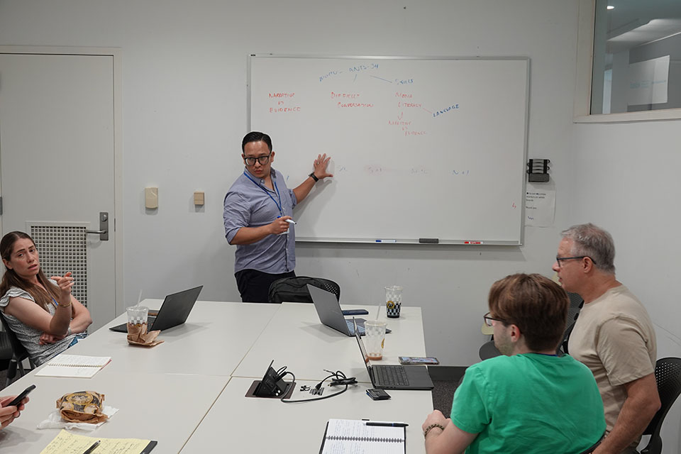 Photo of team of educators working in small groupg 2025 Institute