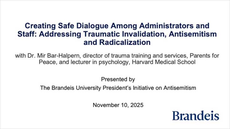 Title screen: Creating Safe Dialogue Among Administrators and Staff: Addressing Traumatic Invalidation, Antisemitism and Radicalization