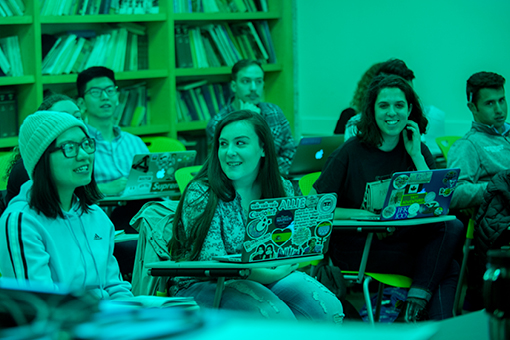 classroom of students seat at their desks