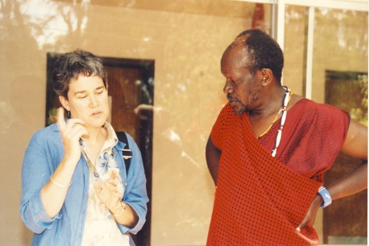 Dean Hodgson talking to the late Moringe Parkipuny in Tanzania, ca. 2006