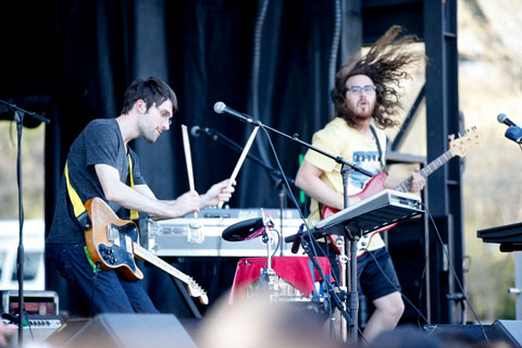 Two members of Dale Earnhardt Jr. Jr. performing.