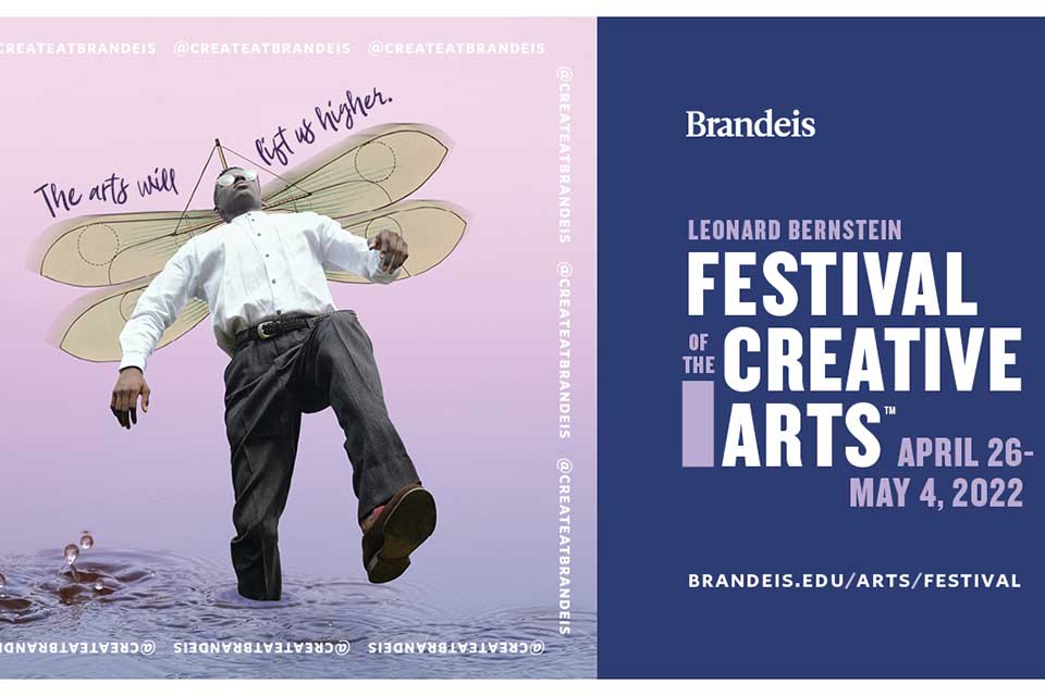 Text on a blue background that says Leonard Bernstein Festival of the Creative Arts April 26-May 4, 2022