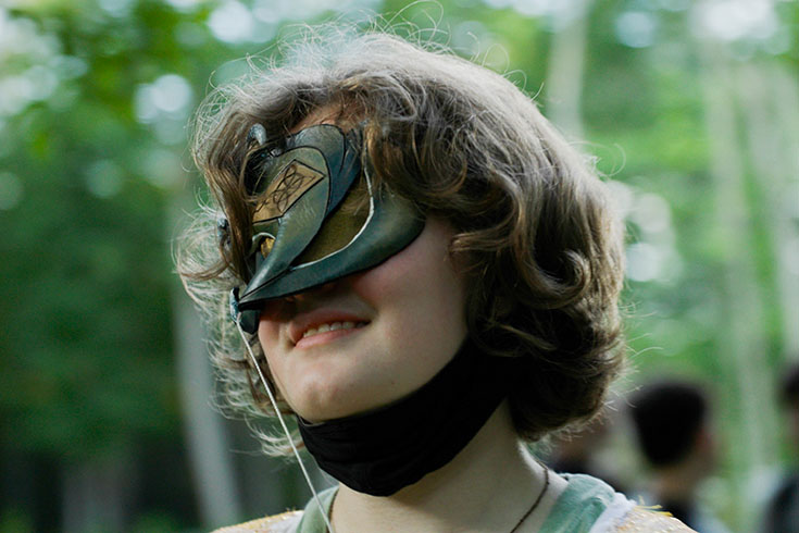 girl wearing a mask