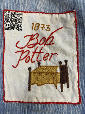 Sewn patch with the name Bob Potter