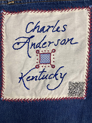 Sewn patch with the name Charles Anderson
