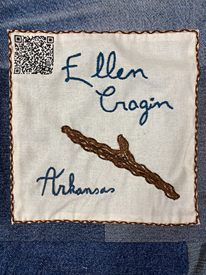 Sewn patch with the name Ellen Cragin