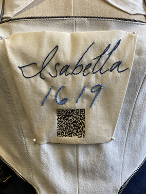 Sewn patch with the name Isabella
