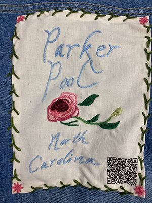 Sewn patch with the name Parker Pool