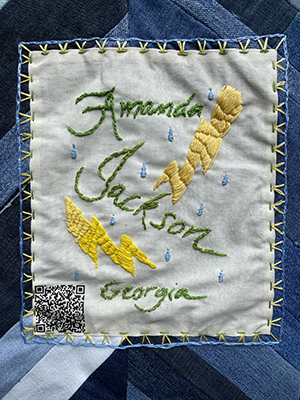 Sewn patch with the name Amanda Jackson