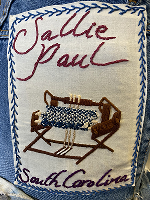 Sewn patch with the name Sallie Paul