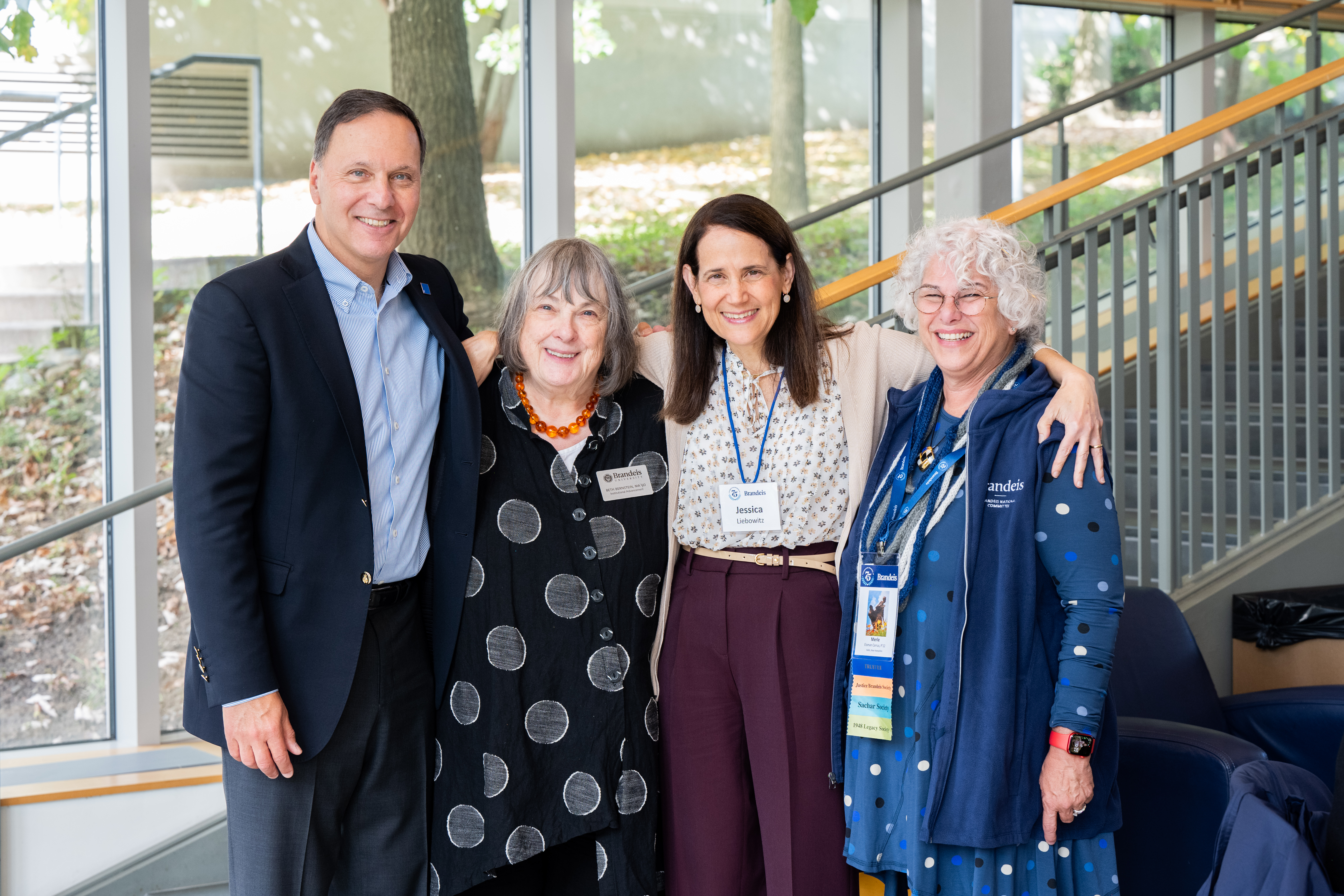 Brandeis President Ron Liebowitz meets with BNC executive director Beth Bernstein and BNC president Merle Carrus