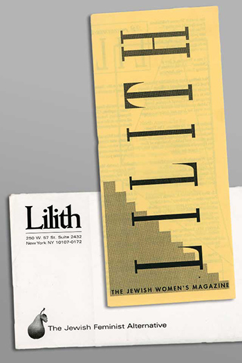 yellow flyer and envelope of lillith magazine