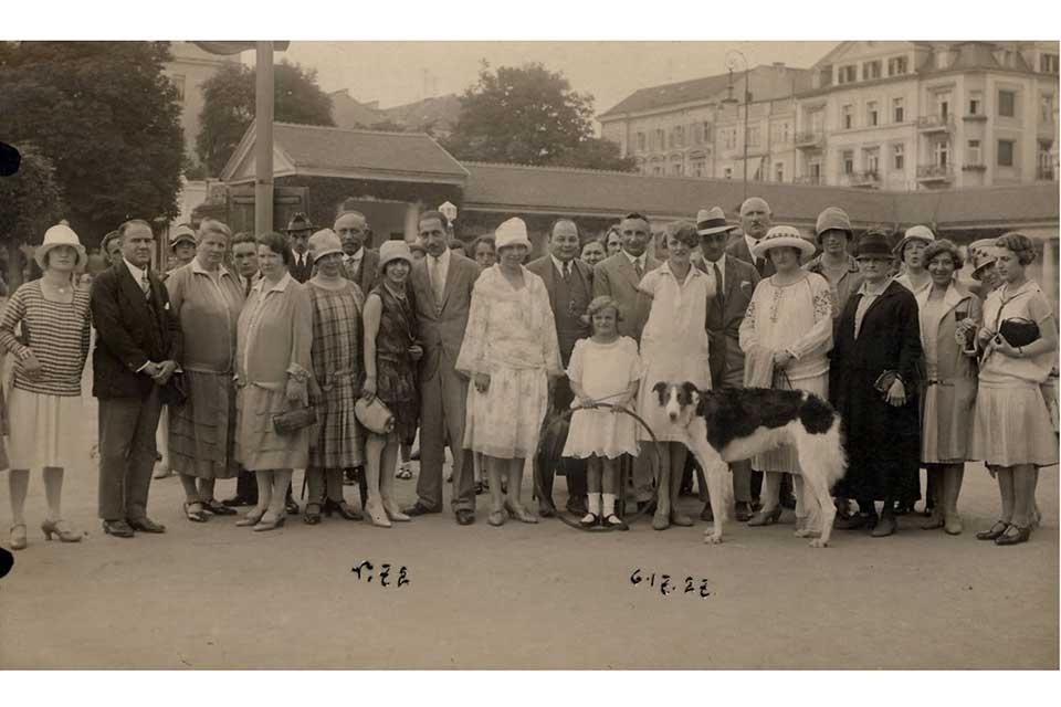 Black and white photo of the Spitzer family