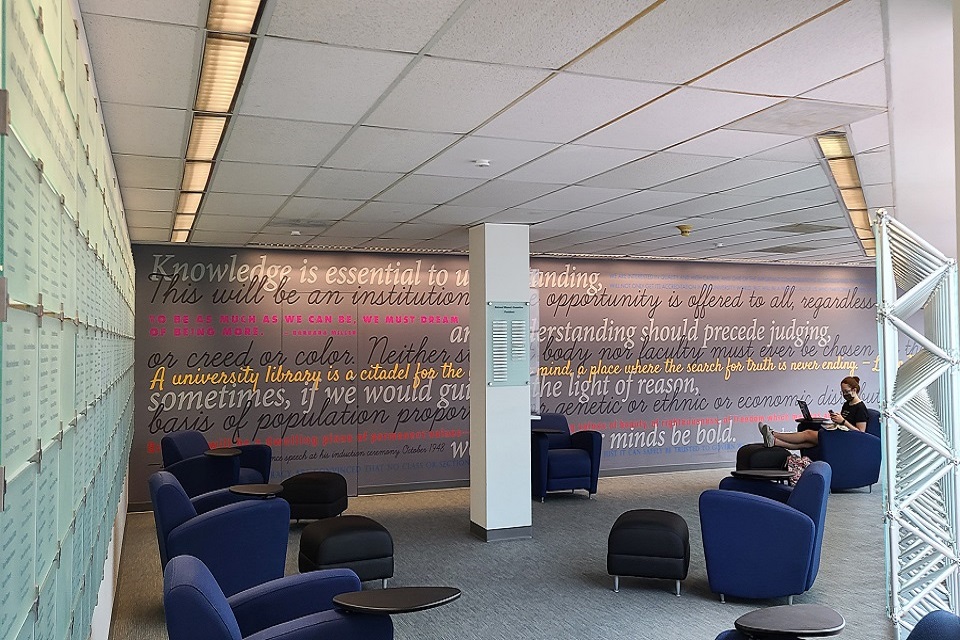 BNC Tribute Wall in Goldfarb Library