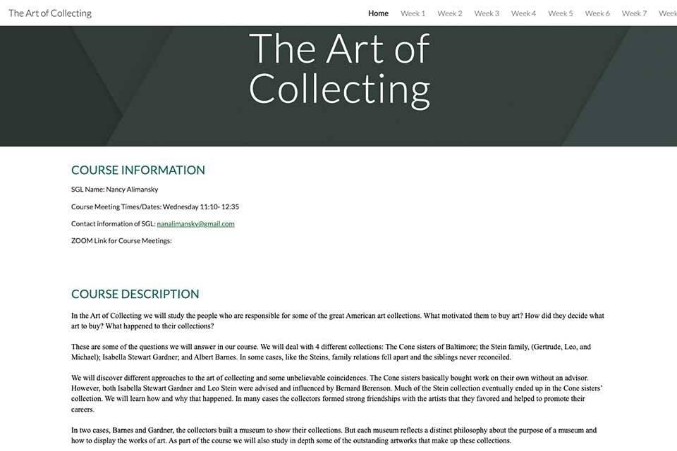 Art of Collecting Class Homepage