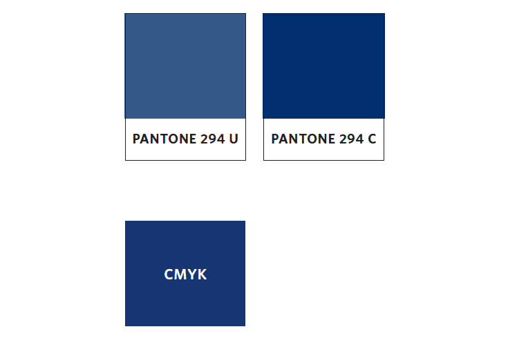 3 swatches: Pantone 294, Pantone 294C and CMYK color