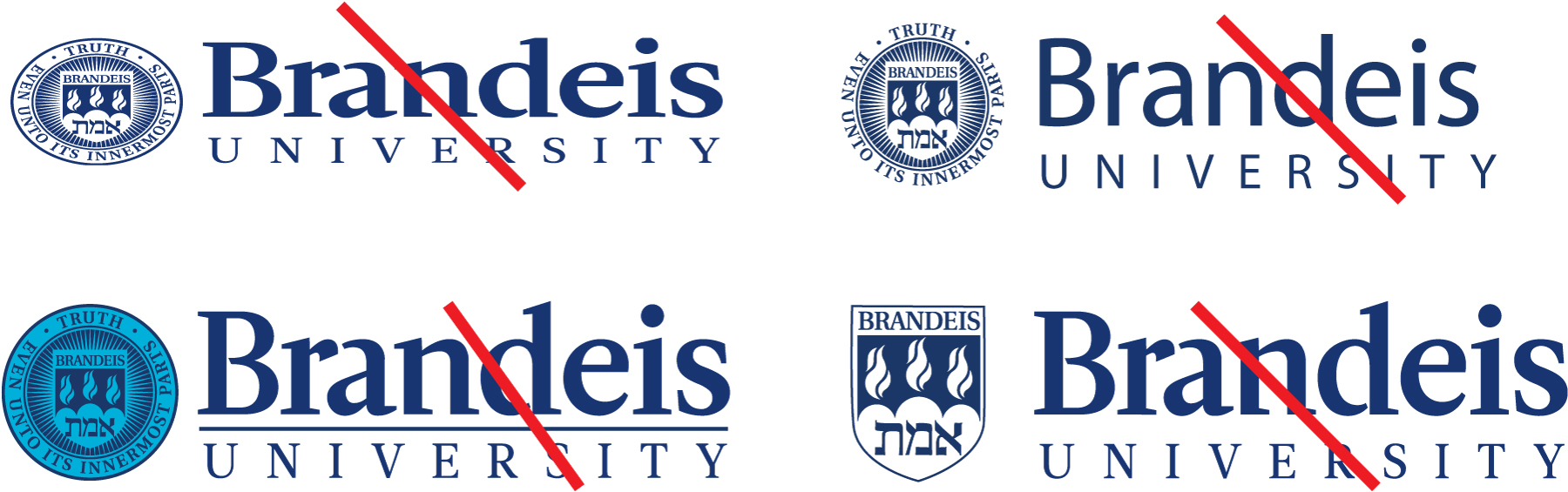Incorrect uses of the Brandeis logo