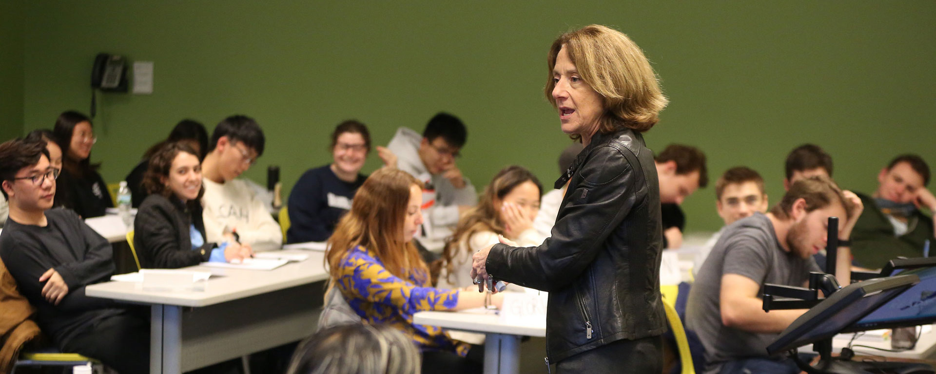 Grace Zimmerman talks to students in a classroom