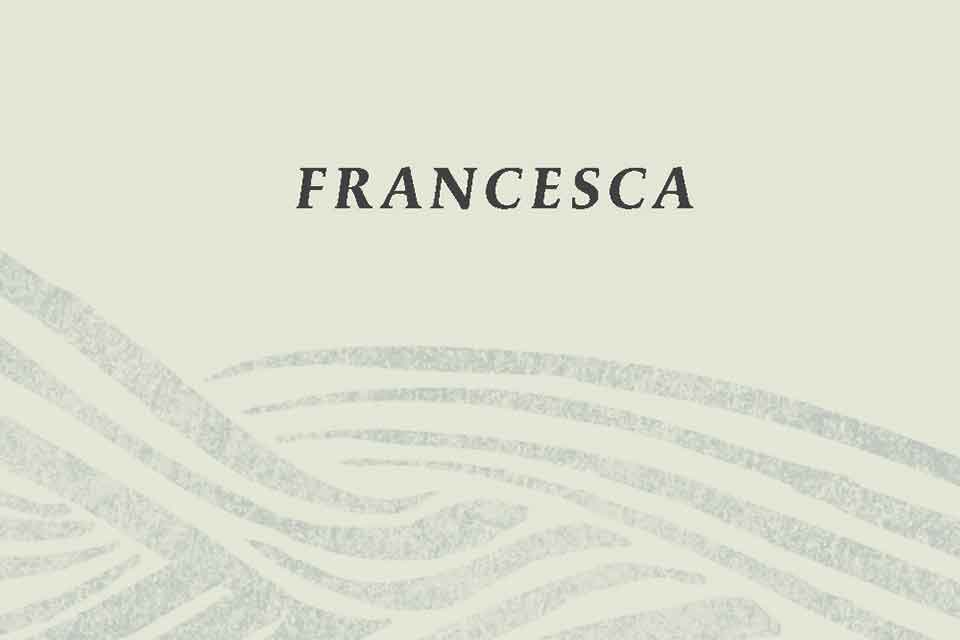 Illustration with the text FRANCESCA above waves