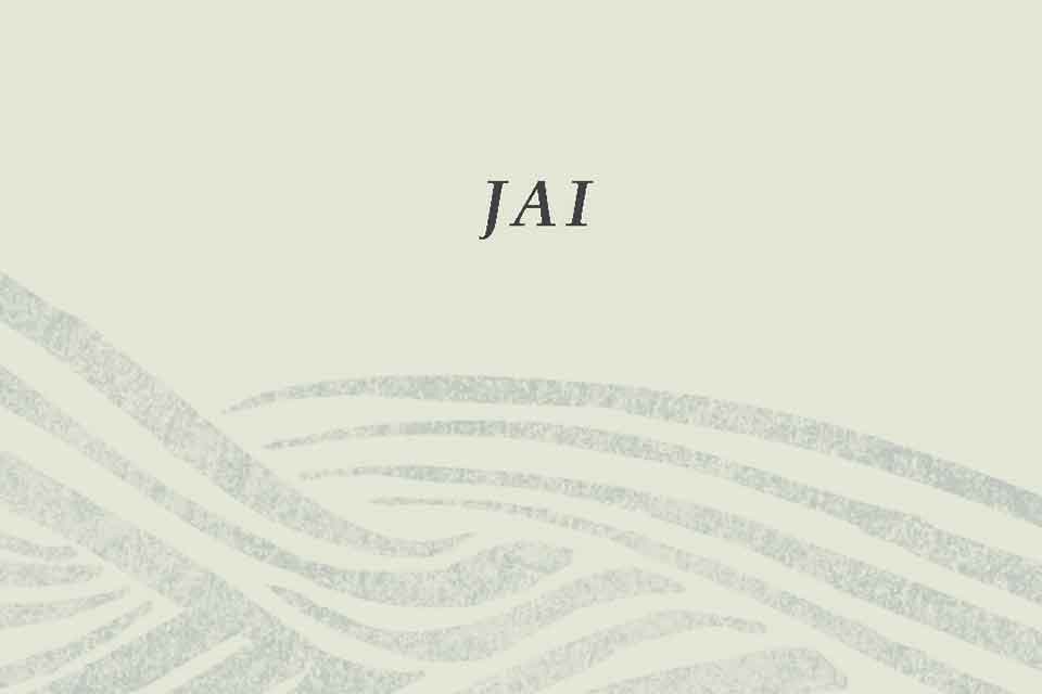 Text of Jai's name against wave banner image