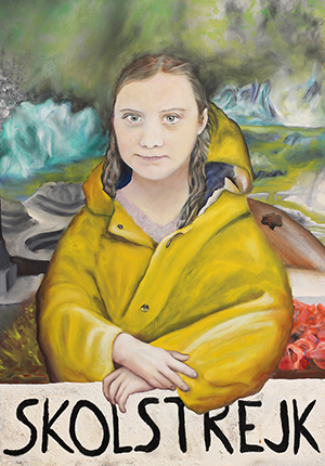 painting of Greta Thunberg by Dirk Baumanns