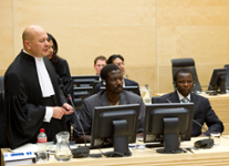 Sudanese defendants at the ICC listen to interpretation in their native Zaghawa.