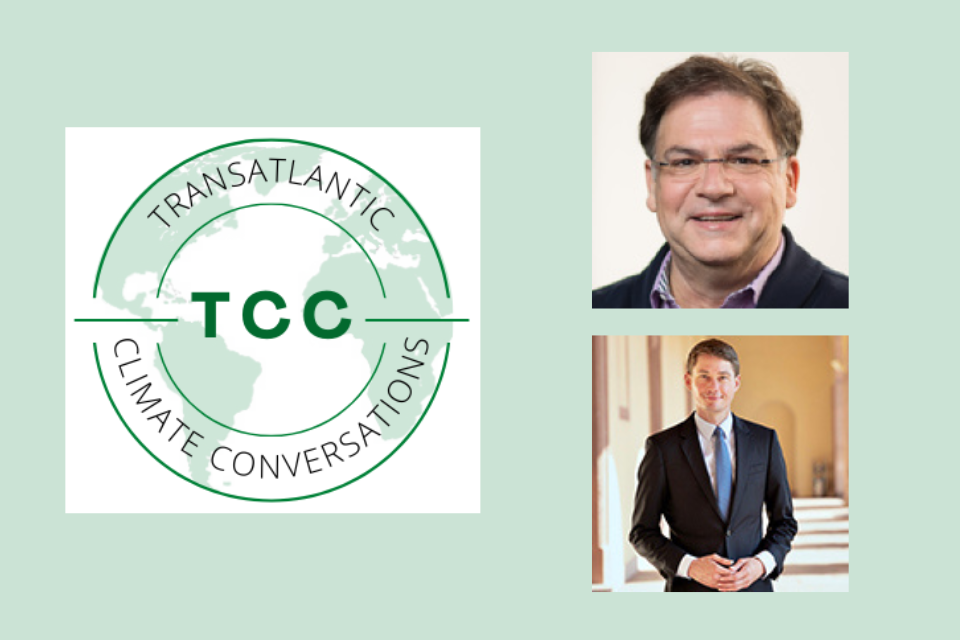 Pictures of the two speakers and the TCC logo