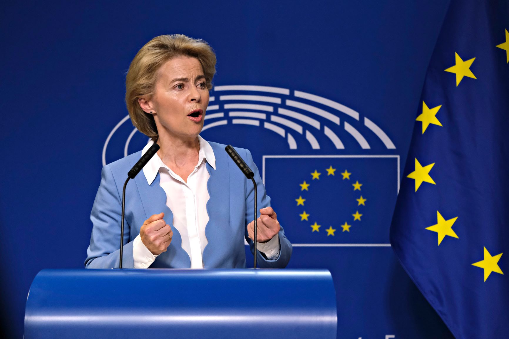 Ursula von der Leyen giving a speech